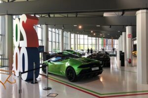 Cars&Food: Lambo, Ferrari, Parmigiano, Balsamic, PrivateTransport - Lamborghini Museum MUDETEC: Prototypes, Bull Legends, and Tech Focus
